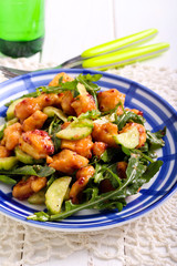 Chicken fillet, rocket and cucumber salad