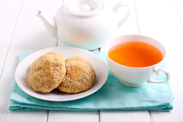 Homemade cookies and cup of tea