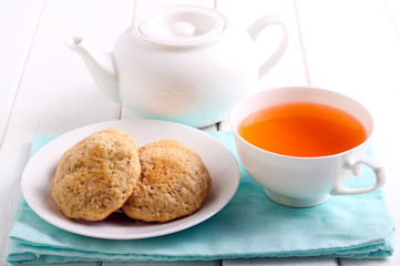 Homemade cookies and cup of tea