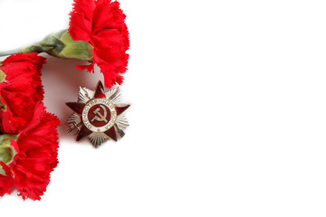 9 May concept. 1941-1945. Order of the Patriotic War in St. George's Ribbon. illustrative editorial.  isolated on white