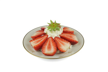Plato de fresas con nata