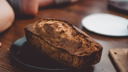 bread on a wooden table