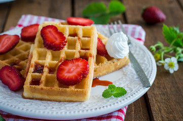 Waffle With Strawbeeries