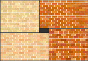 Different color brick textures collection.  Vector illustration.  Horizontal location.