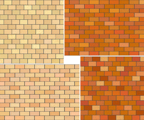 Different color brick textures collection.  Vector illustration.  Horizontal location.