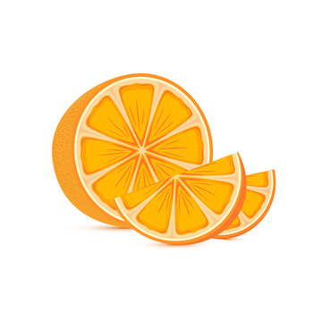 Fresh ripe orange and slices