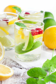 Lemonade in a glass with mint