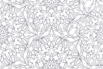 Coloring pages for adults and older children. painting, mandala flower. Islamic, Arabic, Indian. Black and white. Vintage pattern handmade decorative ornament. Royal vector design element