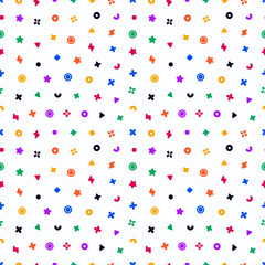 Fototapeta premium Geometric sweets seamless vector pattern. Abstract vector illustration with geometric elements, shapes.