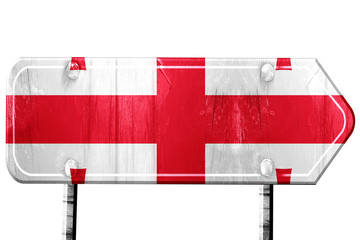 Georgia flag, 3D rendering, road sign on white background