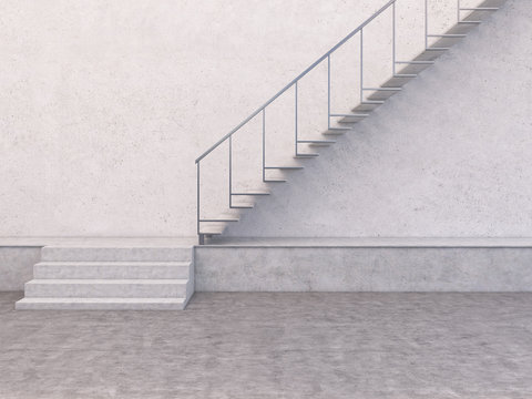 Concrete interior stairway