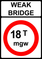 No vehicles over maximum gross weight shown in tonnes traffic sign