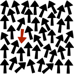 Vector image made with black arrows pointing in different directions