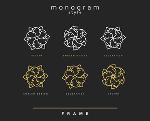Set of elegant monogram design. Monogram design element . Monogram for use in the design . Monogram decor . Emblem design. 