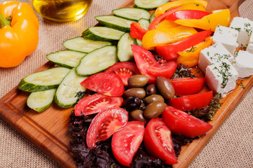 Rustic fresh Vegetables with Feta and olives