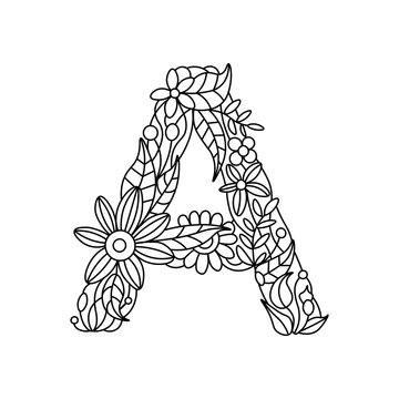 Letter A coloring book for adults vector