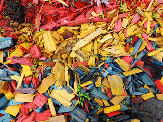 Decorative mulch of wood chips