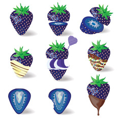 illustration Blue strawberry isolated on white,Vector