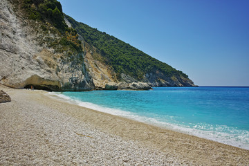 Fototapeta na wymiar small white stones at Myrtos beach, Kefalonia, Ionian islands, Greece