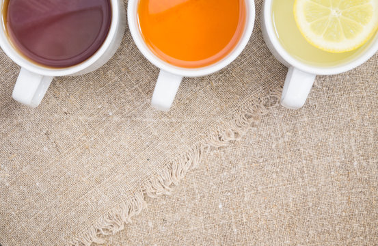 Cups With Different Types Of Tea