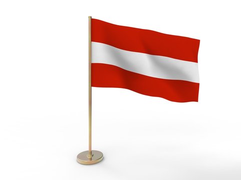 flag of Austria. 3D illustration on white background with shadow. 