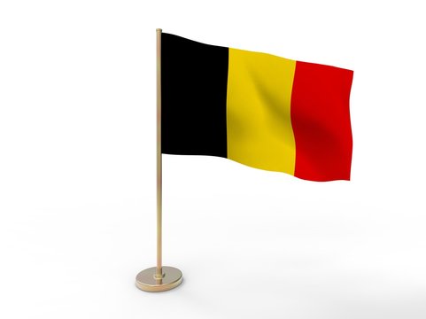 flag of Belgium. 3D illustration on white background with shadow. 