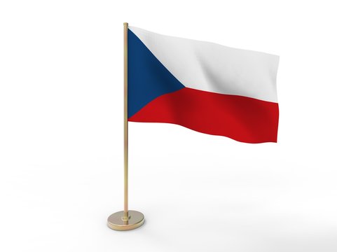 flag of Czech Republic. 3D illustration on white background with shadow. 