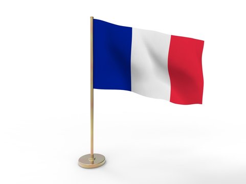 flag of France. 3D illustration on white background with shadow. 