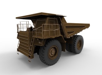 3d illustration of mine vehicle machine, on white background isolated with shadow. easy to use, icon for game.