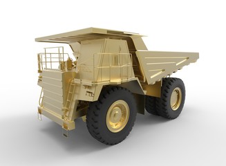 3d illustration of mine vehicle machine, on white background isolated with shadow. easy to use, icon for game.