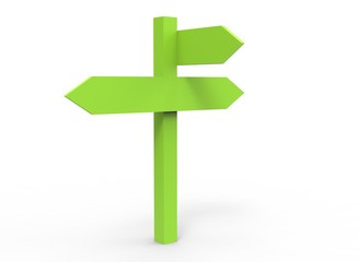 simple road sign. 3d illustration on white background. with shadow. icon for game or for site. simple to use. green color 