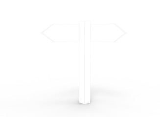 simple road sign. 3d illustration on white background. with shadow. icon for game or for site. simple to use. white color with black borders