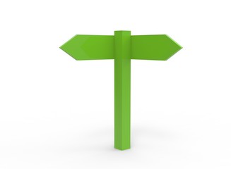 simple road sign. 3d illustration on white background. with shadow. icon for game or for site. simple to use. green color 