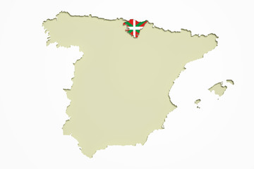 Map of Basque country and flag