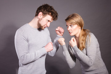 People in fight. Young couple arguing.
