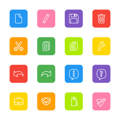 line web icon set on colorful rounded rectangle for web design, user interface (UI), infographic and mobile application (apps)
