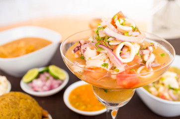 Onion, squid and coriander the main ingredients of this delicious ceviche