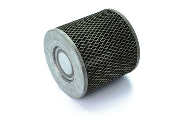 Used air filters from car isolated on white background