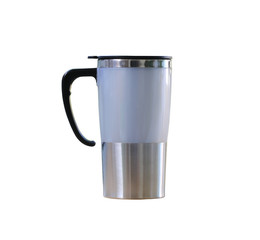 Water glass of aluminum (Aluminum mug) isolated on white backgro