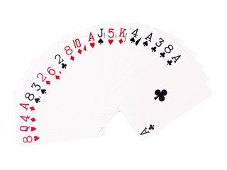 Playing cards isolated on white background.