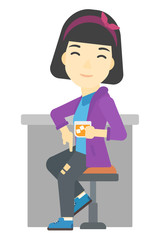 Woman sitting at bar.