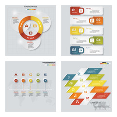 Collection of 4 design colorful presentation templates. Vector Background. For your idea and presentation.