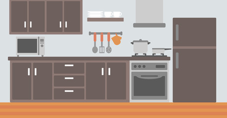 Background of kitchen with appliances.
