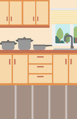 Background of kitchen with kitchenware.