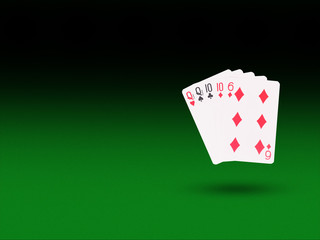 Two pair playing cards on the poker table