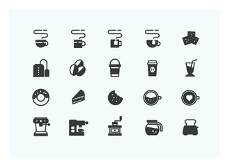 coffee icon set vector. Silhouette icons.