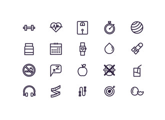 healthy lifestyle icon set vector.line icons.