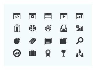 seo icons vector. Silhouette icons.