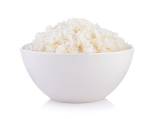 bowl full of rice on white