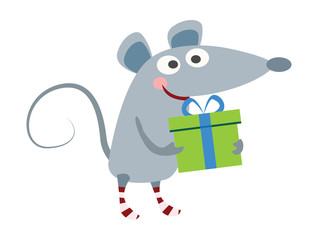 Christmas mouse with present